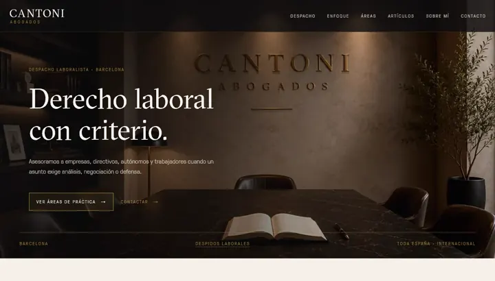Web de Cantoni Abogados, despacho especializado en derecho laboral