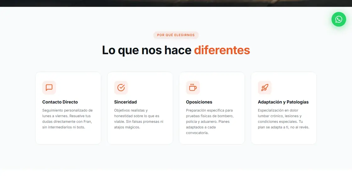 Sección Lo que nos hace diferentes de Crece Entrenando