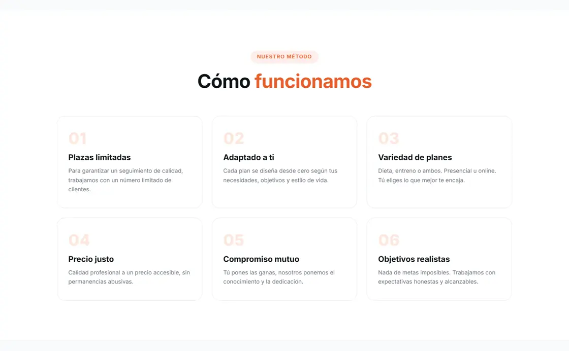 Sección Cómo funcionamos con el método en seis pasos