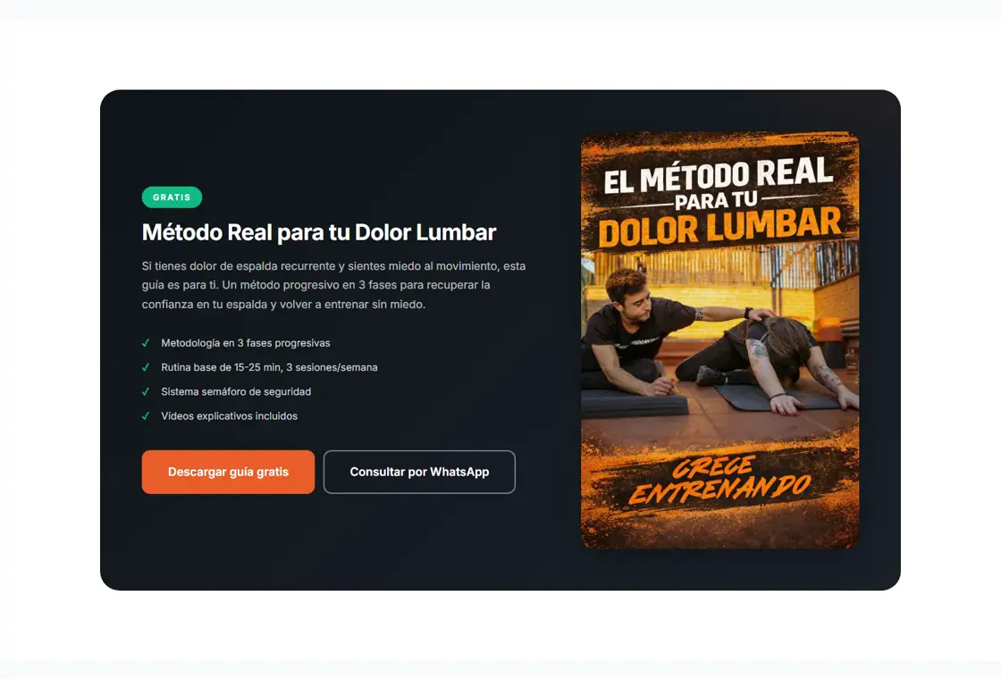 Sección de la guía gratuita sobre dolor lumbar