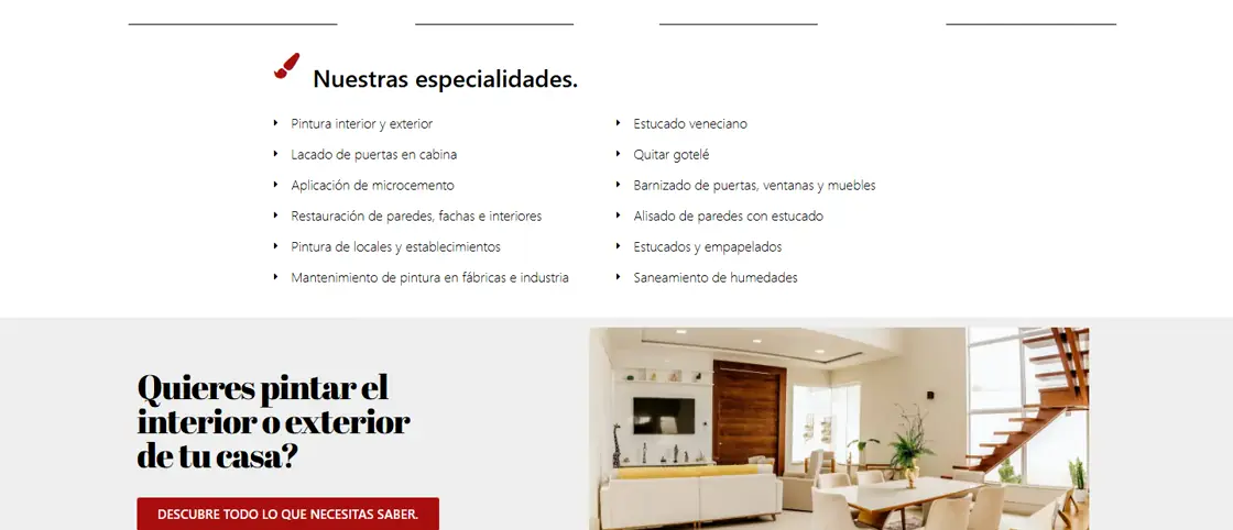Listado de especialidades de pintura de Pintors Day Colors